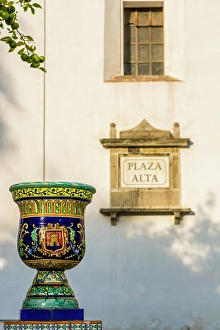Town Square Prints: Plaza Alta street sign in the main square, Algeciras, Spain