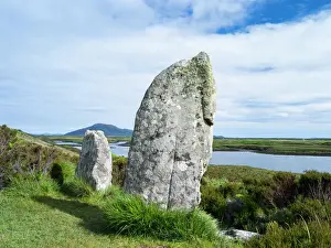 Great Britain Prints: Pobull Fhinn Standing Stones on North Uist in the Outer Hebrides. Europe, Scotland, June