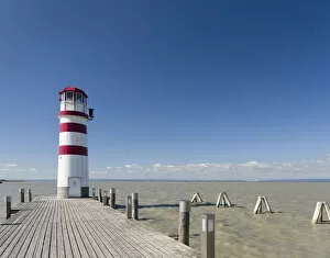 Austria Gallery: Podersdorf am See on the shore of Lake Neusiedl. The lighthouse in the domestic port