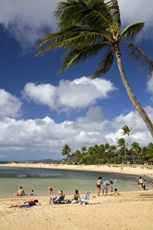 Surfing Prints: Poipu Beach Park on the southern coast of Kauai island, Hawaii, USA