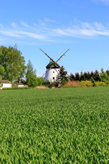 Images Dated 6th April 2024: Poland, Kolobrzeg. Pomerania. Windmill