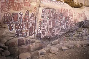 West Africa Prints: Polychrome painting on the circumcision grotto wall in Songo, Dogon Country, Mali