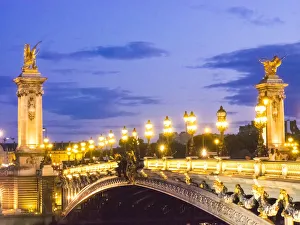 Paris Prints: Pont Alexandre III Bridge crossing the Seine River