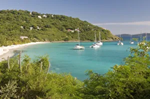 Popular moorings for bareboaters and charter sail, Jost van Dyke, White Bay, British Virgin Island