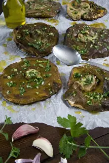 Vegetable Prints: Porcini (Ceps) mushrooms au gratin (Boletus edulis)