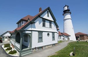Images Dated 2029: Portland Maine lighthouse famous Portland Head Light white with house on cliff