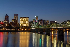 Prints of Portland skyline from the eastside of the Willamette River in Portland, Oregon, USA Images Dated 2024 April: Portland skyline from the eastside of the Willamette River in Portland, Oregon, USA