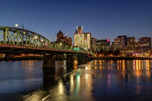 Prints of Portland skyline from the eastside of the Willamette River in Portland, Oregon, USA Images Dated 2024 April: Portland skyline from the eastside of the Willamette River in Portland, Oregon, USA