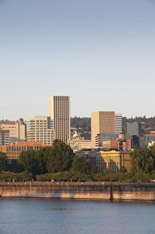 Willamette River Prints: The Portland skyline and Willamette River in the morning light, Portland, Oregon