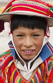 Images Dated 2027: Portrait of young boy, with traditional dress in small town of Pisaq Peru South America