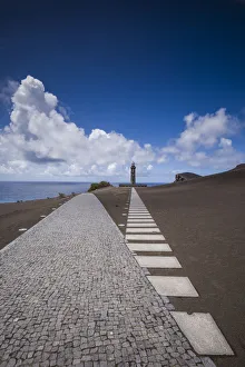 Images Dated 9th May 2017: Portugal, Azores, Faial Island. Capelinhos volcanic eruption site and lighthouse