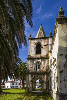 Images Dated 9th May 2017: Portugal, Azores, Faial Island, Pedro Miguel. Ruins of earthquake damaged church