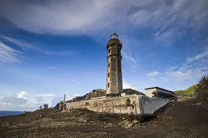 Images Dated 9th May 2017: Portugal, Azores, Faial Island. Capelinhos volcanic eruption site and lighthouse
