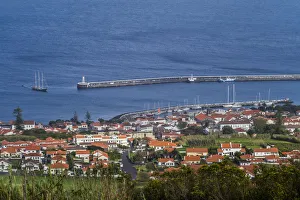 Images Dated 8th May 2017: Portugal, Azores, Faial Island, Horta. Elevated town view from Monte Carneiro
