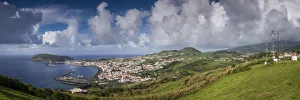 Images Dated 9th May 2017: Portugal, Azores, Faial Island, Horta. Elevated town view from the Miradouro Espalamaca