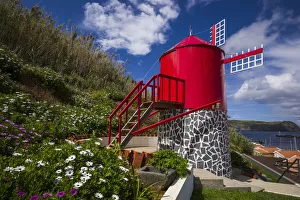 Images Dated 9th May 2017: Portugal, Azores, Faial Island, Horta. Small traditional windmill