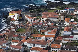 Places Collection: Portugal, Azores, Sao Jorge Island, Velas. Elevated town view