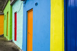 Portugal, Azores, Sao Miguel Island, Porto Formoso fishing shacks