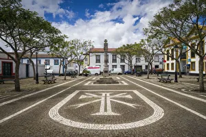 Terceira Prints: Portugal, Azores, Terceira Island, Sao Sebastiao. Town square