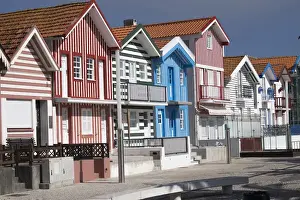 Images Dated 27th June 2015: Portugal, Costa Nova, seaside, fishermans village with stripped, decorated houses