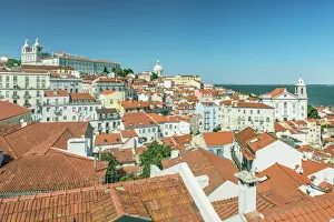 Beautiful Prints: Portugal, Lisbon, Alfama, View of Rooftops from Largo Portas do Sol