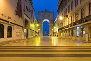 Portugal, Lisbon. Arco da Rua Augusta is a huge stone archway (built between 1755-1873)