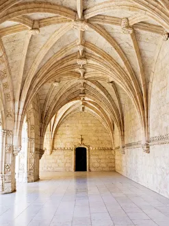 Portugal, Lisbon. Interior view in the Jeronimos Monastery, a UNESCO World Heritage Site