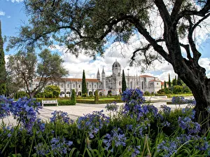 Lisbon Prints: Portugal, Lisbon. The Jeronimos Monastery (Mosteiro dos Jeronimos) from the Praca do Imperio