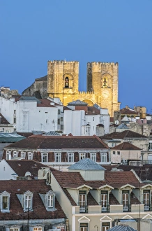 Portugese Prints: Portugal, Lisbon, Lisbon Cathedral at Dusk