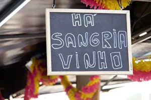 Portugal, Lisbon. Restaurant sign advertising Sangria (wine)