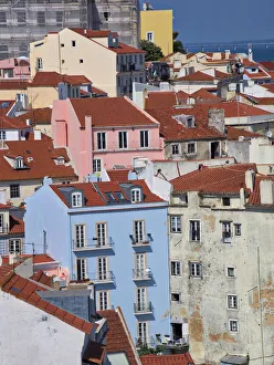 Images Dated 21st December 2020: Portugal, Lisbon, view of the colorful homes in the oldest district of the Alfama