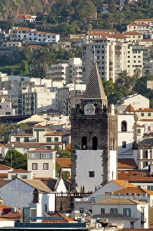 Images Dated 29th May 2010: Portugal, Madeira Island, Funchal. Downtown clock tower of the Gothic 15th century