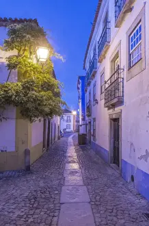 Images Dated 26th May 2015: Portugal, Obidos, Cobblestone Street in the Historic Cente at Dawn