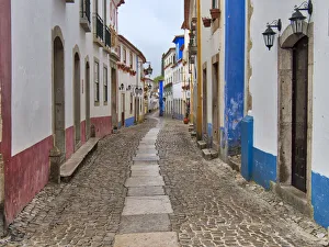 Obidos Prints: Portugal, Obidos. View looking down the main shopping street