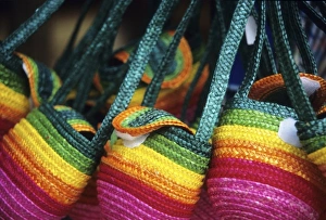 Images Dated 10th November 2008: Portugal: Palmela, colorful purses for sale