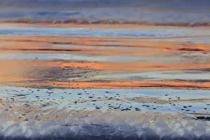 San Diego Prints: post sunset sunset reflections on Pacific Beach near pier, San Diego, CA, USA