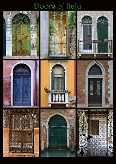 Images Dated 12th October 2017: A poster featuring doors found throughout northern Italy