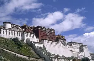 Tibet Prints: Potala Palace on mountain the home of the Dalai Lama in capital city of Lhasa Tibet China