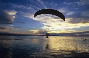 Glide Prints: Powered paraglider over the Great Salt Lake. Utah. (PR) (MR)