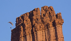 Images Dated 10th October 2016: Powered Paragliders above and around Fisher Towers, Utah in evening light