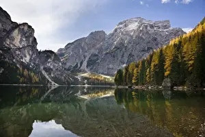 Images Dated 17th October 2008: The Pragser Wildsee (Lake Prags, Lago die Braies) is one of the main toruist attractions