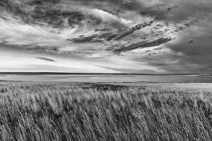 Prints of Prairie grasslands and Lake Bowdoin at Bowdoin National Wildlife Refuge near Malta, Montana, USA. (Editorial Use Only) Images Dated 2024 September: Prairie grasslands and Lake Bowdoin at Bowdoin National Wildlife Refuge near Malta