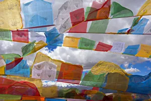 Prints of Prayer flags in the Himalayas, Mt. Everest National Nature Reserve, Shigatse Prefecture, Tibet, China Asia Prints: Prayer flags in the Himalayas, Mt. Everest National Nature Reserve, Shigatse Prefecture