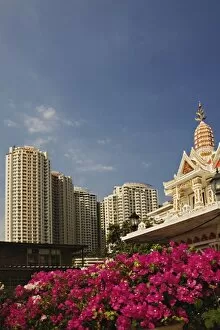 Prayer house and high-rise condominiums, Bangkok, Thailand
