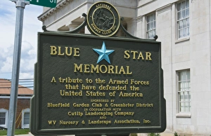 West Virginia Prints: Princeton West Virginia in Mercer County sign of Memorial Building for all soldiers
