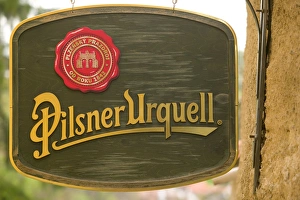 Images Dated 9th May 2004: pub sign, Czech Republic, Ceske Krumlov, World Heritage Site