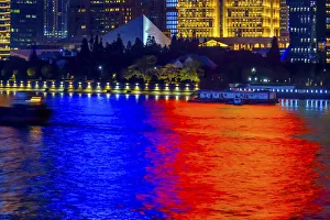 Shanghai Prints: Pudong reflections Night Lights Huangpu River Cityscape Shanghai China
