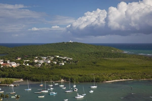 Puerto Rico Prints: Puerto Rico, East Coast, Las Croabas, elevated view of Las Croabas Bay