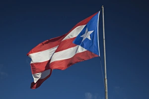 Images Dated 17th December 2009: Puerto Rico, North Coast, Isabela, Puerto Rican flag