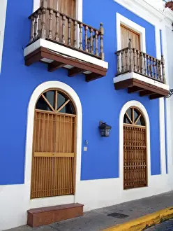 Quaint Prints: Puerto Rico, Old San Juan, Street with typical Colonial architecture